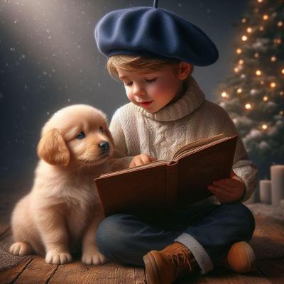 Lecture à un chiot