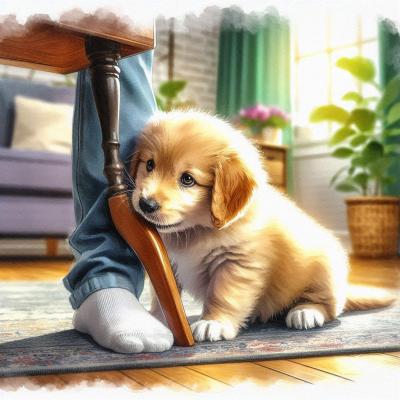 Mordillage pied par un chiot