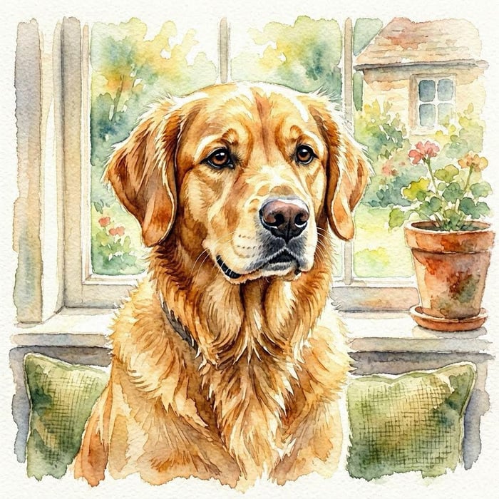 Portrait Golden Retriever à la maison