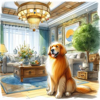 Salon feng shui avec un chien de famille