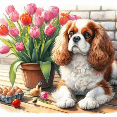 Tulipes cavalier king charles